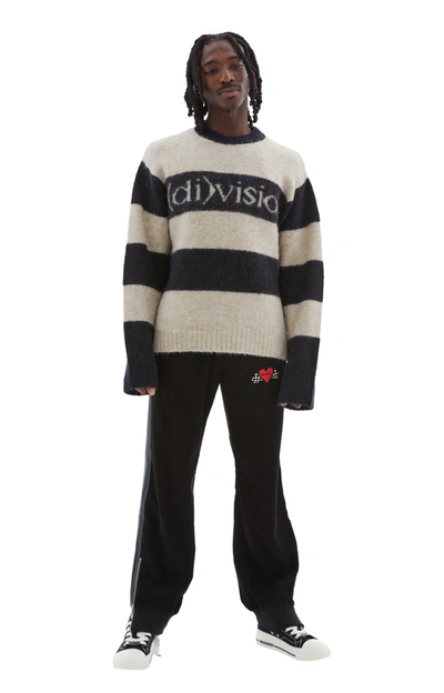 Shop (d)ivision Striped Logo Knit Sweater In Black/white