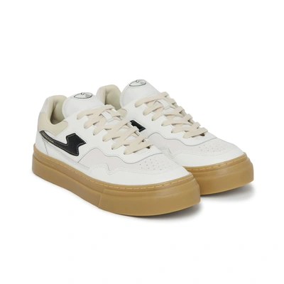 Shop S.w.c Pearl S-strike Leather Mix Sneaker In White/gum