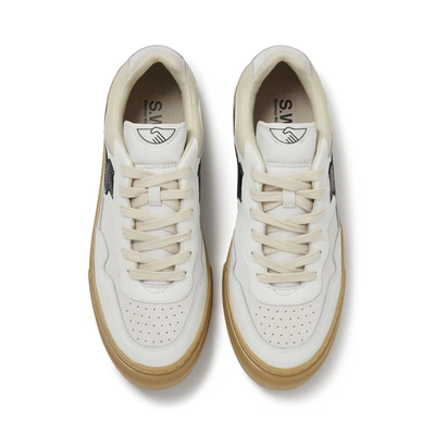 Shop S.w.c Pearl S-strike Leather Mix Sneaker In White/gum