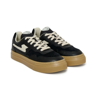 Shop S.w.c Pearl S-strike Leather Mix Sneaker In Black/gum