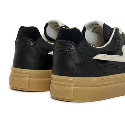 Shop S.w.c Pearl S-strike Leather Mix Sneaker In Black/gum