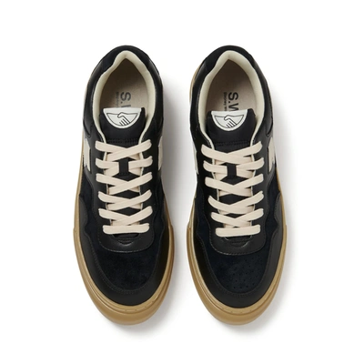 Shop S.w.c Pearl S-strike Leather Mix Sneaker In Black/gum