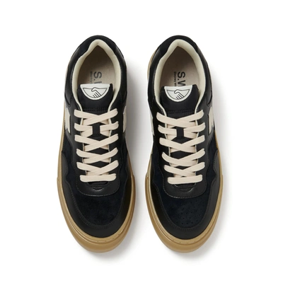S.w.c Pearl S-strike Leather Mix Sneaker In Black/gum
