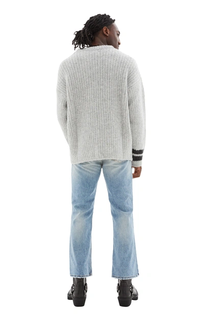 Shop Erl Hurt Lover Varsity V-neck Sweater In Grey