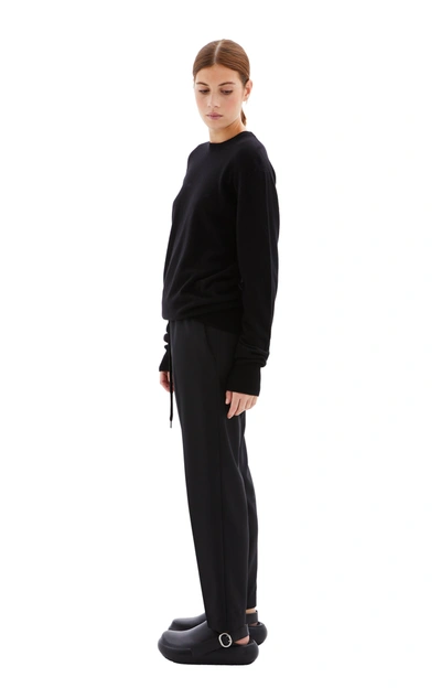 Jil Sander Long Sleeve Round Neck Sweater In 001 Black