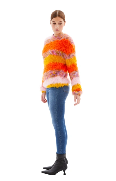 Shop Acne Studios Mohair Multicolor Sweater In Orange/multicolor