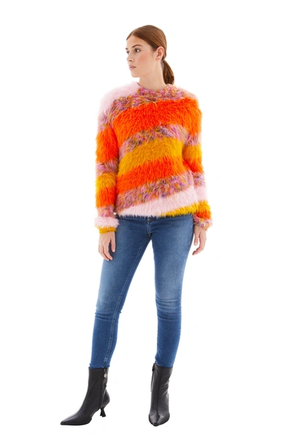 Shop Acne Studios Mohair Multicolor Sweater In Orange/multicolor