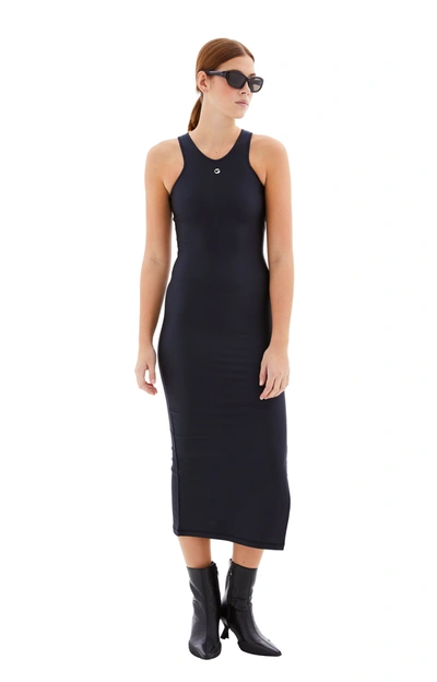 Coperni Embellished Satin-jersey Midi Dress In Black