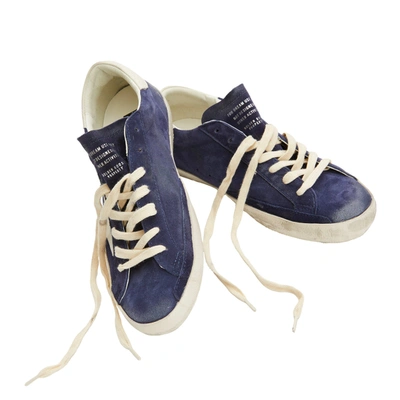 Shop Golden Goose Super Star Suede Upper Sneakers In Blue/white