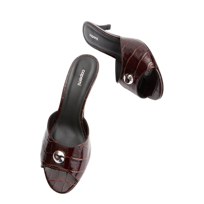 Coperni 60mm Crocodile-embossed Mules In Brown
