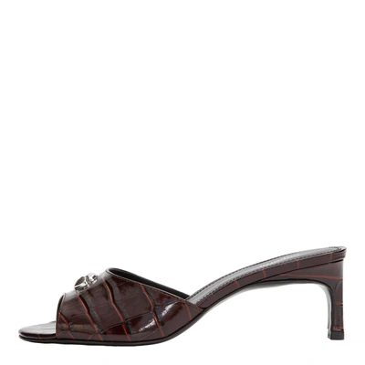 Shop Coperni Croco Low Logo Mule In Brown