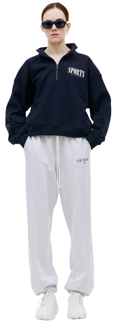 Shop Sporty And Rich Sports Quarter Zip In Navy