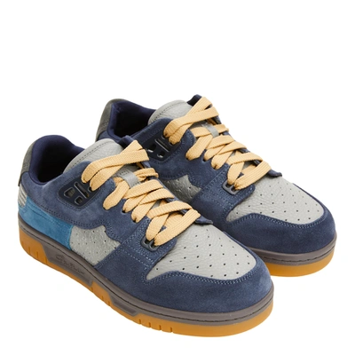 Shop Acne Studios Fuzzy Low Top Sneakers In Grey/blue