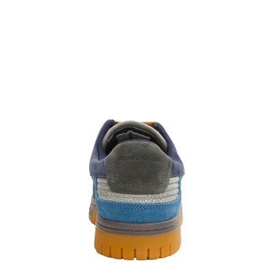 Shop Acne Studios Fuzzy Low Top Sneakers In Grey/blue