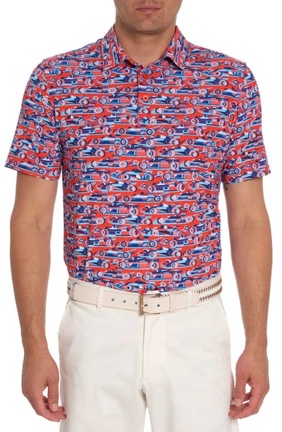 Shop Robert Graham Auto Expo Short Sleeve Performance Golf Polo In Orange