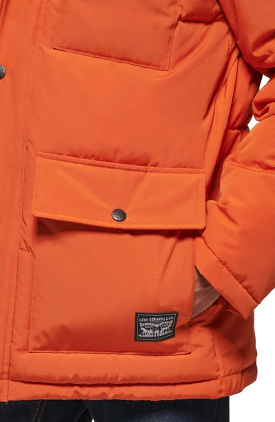 Shop Levi's® Arctic Cloth Heavyweight Parka In Orange Worker Brown Yoke