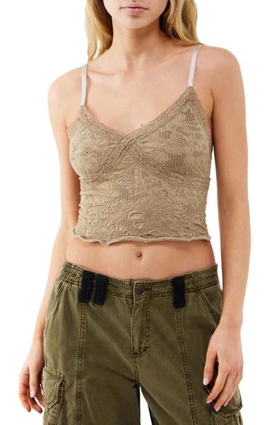 Shop Bdg Urban Outfitters Lace Crop Camisole In Sand