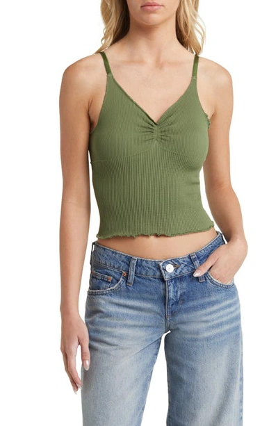 Shop Bdg Urban Outfitters Elsie Seamless Rib Camisole In Khaki