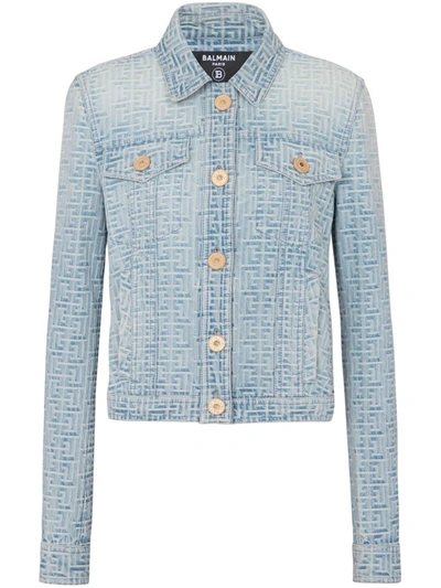 Shop Balmain Outerwear In 6ff Bleu Jean