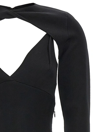 Roland Mouret Gown Maxi Dress With Cut Out Details And Shoulder Cover In Black