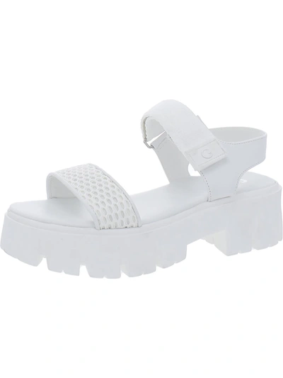 Shop Gbg Los Angeles Premia Womens Ankle Strap Lugged Sole Slide Sandals In White