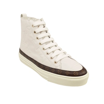 Pre-owned Louis Vuitton White Stellar High Top Boot Sneakers In Multi