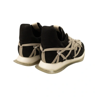 Shop Rick Owens Black Leather Megalace Runner Sneakers In Multi