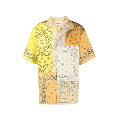 Shop Kenzo Patchwork Short Sleeves Shirt In Yellow