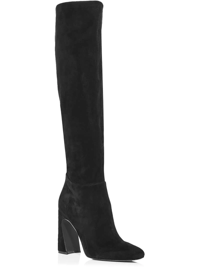 Shop Aqua Carie Womens Square Toe Leather Over-the-knee Boots In Black