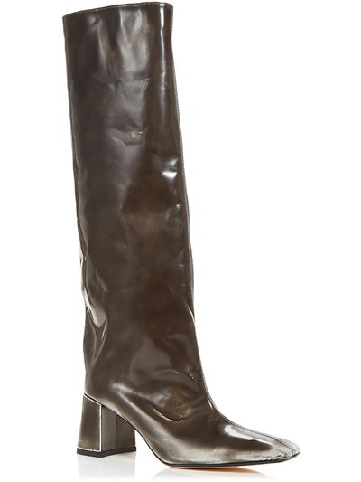 Shop Miista Finola Womens Slip On Square Toe Knee-high Boots In Grey