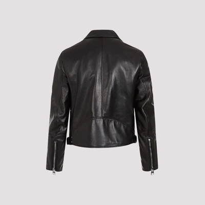 Shop Alexander Mcqueen Leather Biker Jacket In Black