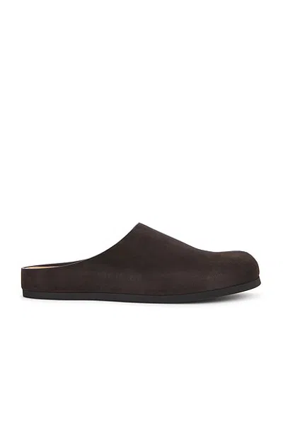 Common Projects Logo-debossed Suede Clogs In Black