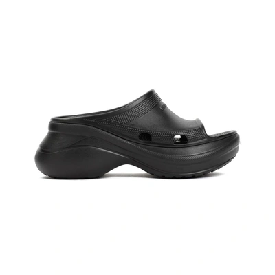 Shop Balenciaga Pool Crocs Slide Slippers Shoes In Black