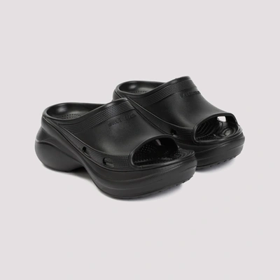 Shop Balenciaga Pool Crocs Slide Slippers Shoes In Black