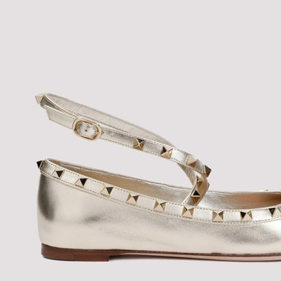 Shop Valentino Garavani Rockstud Ballerina Shoes In Grey