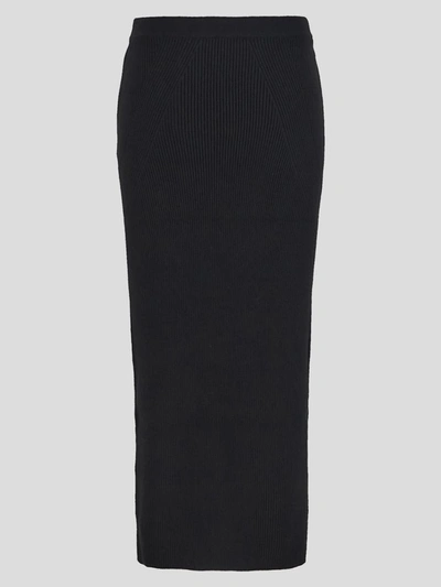 Shop Alexander Mcqueen Ribbed Midi Skirt In Black
