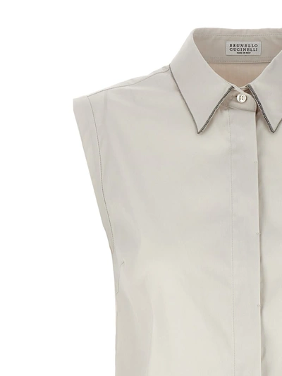 Shop Brunello Cucinelli 'monile' Sleeveless Shirt In White