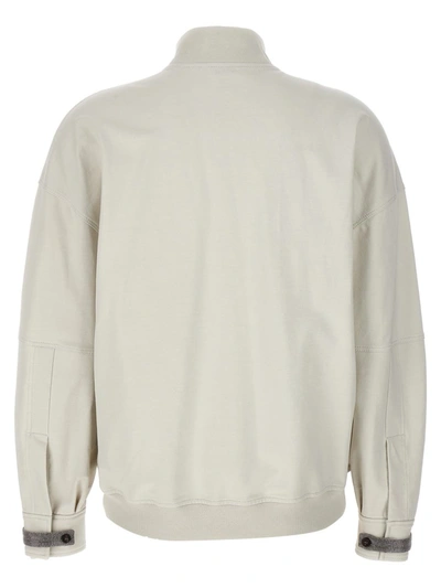 Shop Brunello Cucinelli 'monile' Sweatshirt In Gray