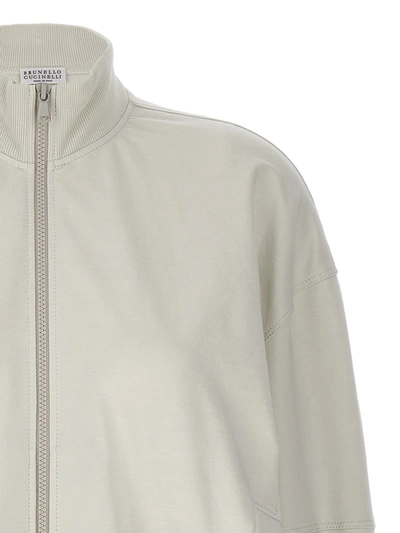 Shop Brunello Cucinelli 'monile' Sweatshirt In Gray