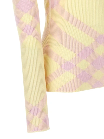 Shop Burberry Check Sweater In Yellow