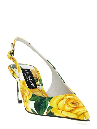 Shop Dolce & Gabbana 'rose Gialle' Slingback In Multicolor