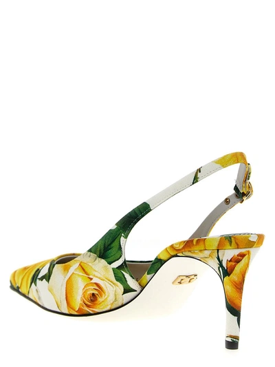 Shop Dolce & Gabbana 'rose Gialle' Slingback In Multicolor