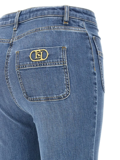 Shop Elisabetta Franchi Logo Plaque Jeans In Blue