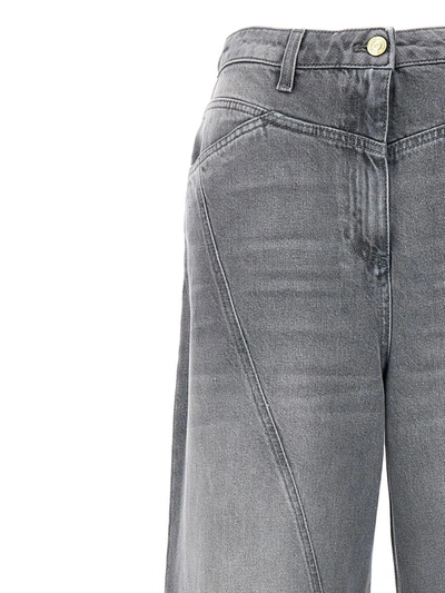 Shop Elisabetta Franchi Wide Leg Jeans In Gray