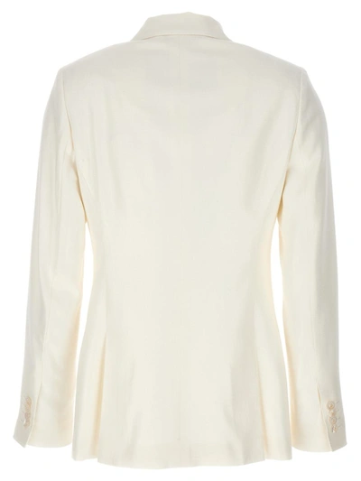 Kiton Double-breasted Blazer With Front Pockets And Back Vent In White