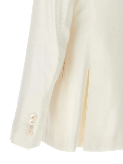 Kiton Double-breasted Blazer With Front Pockets And Back Vent In White