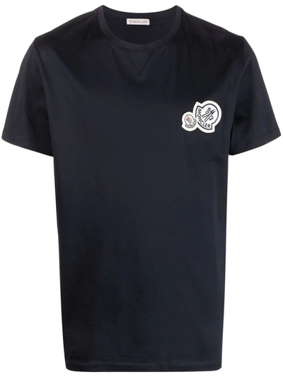Shop Moncler Logo-patch T-shirt In Medium Blue