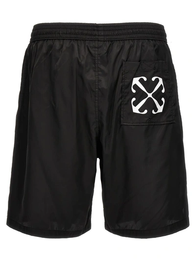 Shop Off-white 'arrow Surfer' Swim Shorts In White/black