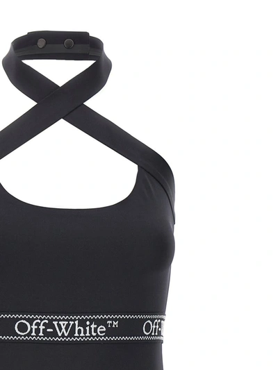 Shop Off-white 'logoband Cross' Dress In White/black