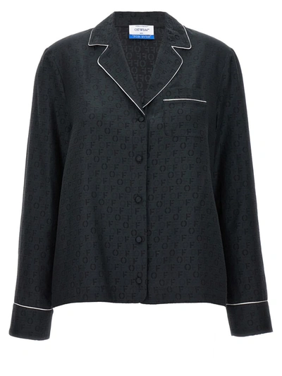 Off-white Off White Embroidered Silk Blend Pyjama Shirt In Black